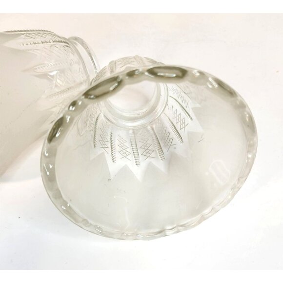 Vintage Frosted Glass Ruffled Lamp Shade Replacement, Diamond Crisscross Bell Li - Picture 15 of 16